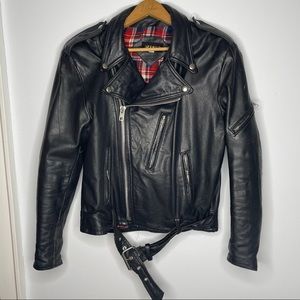 100% VINTAGE BLACK LEATHER BIKER JACKET